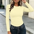 thumbnail image 6 of BLVB Womens Long Sleeve Basic Shirt Crew Neck Ruched Fitted Fall Tops Soft Stretch Undershirts Base Layer Clothing(Yellow,X-Large), 6 of 9
