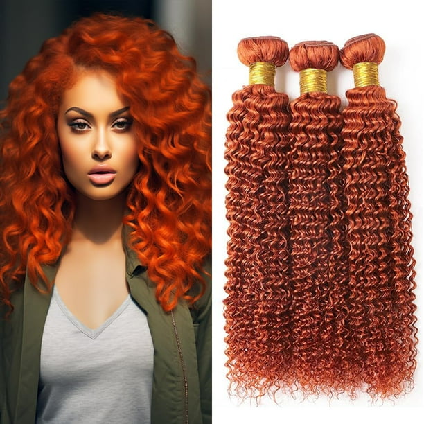 Extensiones de cabello Hiaplame Ginger Orange Kinky Curly 3x8-30