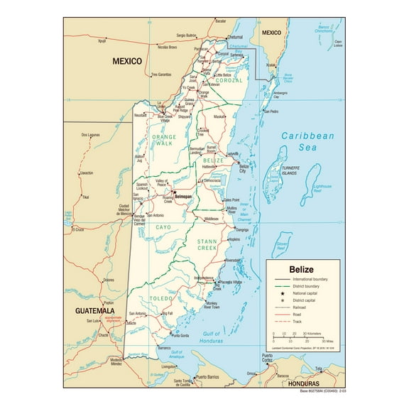 PALMETTO POSTERS Large Political And Administrative Map Of Belize Laminated 24" x 31" Poster