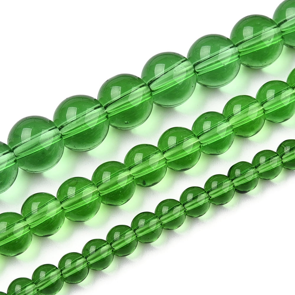 Transparent Glass Beads Strands Round Green 9.5-10mm Hole: 1.5mm 40-42pcs/strand 14.76-15.12 inch(37.5-38.4cm)
