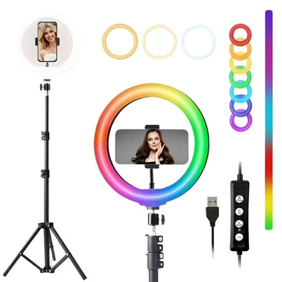 12" Pro Ring Light w/63" Tripod & Phone Mount - USB Powered for Makeup Artists, Food/Pet Creators, YouTube, TikTok & Vlogging