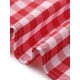 thumbnail image 5 of Blusa de mujer con volantes de cuadros Gingham Inspire Chic, cuello en V, manga corta, talla XS, color rosa intenso, 5 of 6