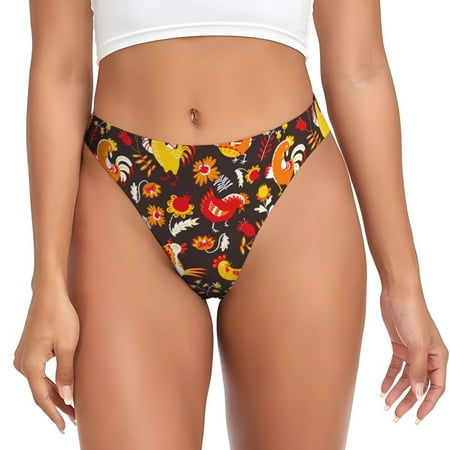 Adobk Roosters Print Seamless Women Underwear Thongs No Show Ladies Thong No Line Breathable Comfortable Panties Undies for Women-XX-Large
