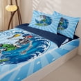 thumbnail image 3 of Castle Fairy Cartoon Skeleton Surfer Zipper Twin Comforter Sets with Fitted Sheet and 2 Pillowcases,Beer Wave Starburst Beach Graphic Zipper Bedding Set,Sky Blue,Navy Blue Reversible,4-Piece, 3 of 6