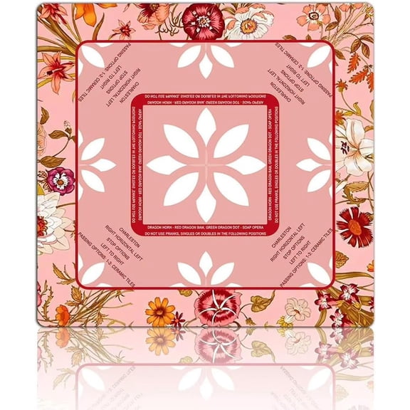 Mhajong Mat for Table 31.5x31.5 Inch, No-Crease, Anti-Slip, Noise-Reducing American Mahjong Mat, Neoprene Mahjong Table Mat for Poker, Card, Board (Pink)