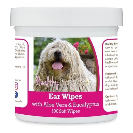 Healthy Breeds 192959823974 Komondorok Ear Cleaning Wipes with Aloe & Eucalyptus for Dogs - 100 Count