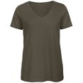 thumbnail image 1 of B&C - Camiseta de algodón orgánico manga corta con cuello en v modelo Favourite para mujer (Caqui), 1 of 2