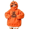 thumbnail image 2 of Yeaiivve Halloween Gifts for Kids Oversized Graphic Hoodies Boys Girls Novelty Pumpkin Face Print Pullover Hoodie Kangaroo Pocket Casual Hooded Sweatshirts Orange 15 Years, 2 of 8