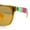Red Green - Orange Mirror, variant on Kids Size Tie Dye Color Flat Top Shield Horn Rim Plastic Sunglasses Red Green - Orange Mirror