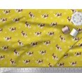 thumbnail image 3 of Soimoi Yellow Modal Satin Fabric Bird,Paw & Cocker Spaniel Dog Printed Craft Fabric by the Yard 42 Inch Wide, 3 of 3