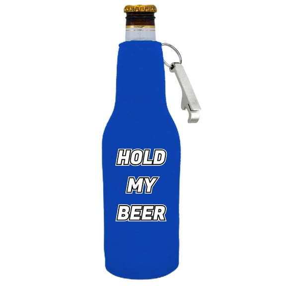 Hold My Beer Bottle Coolie With Opener (Royal Blue)