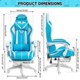 thumbnail image 2 of Hoffree Gaming Chair with Massage PU Leather Office Chair with Footrest and LED Light Ergonomic Gamer Chair Lumbar Support Adjustable Headrest High Back Computer Desk Chair for Home Office, 2 of 8