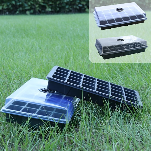 Luoshdecor Seed Starter Tray,24 Seedling Starter Growing Trays with Lid for Indoor Plants, Garden,Greenhouse