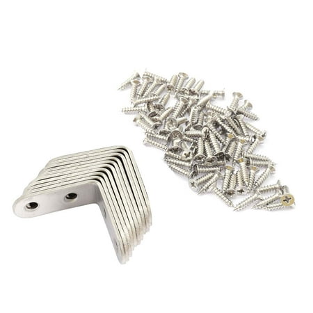 

10 PCS 2mm-Thick Stainless Steel 90 Degree Angle 40x40x16mm Brackets with 40 PCS 4x16mm Screws (Silver)