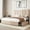 Beige, variant on Amolife Queen Size Platform Bed Frame with Square-stitched Headboard and 4 Drawers, Dark Gray