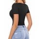 thumbnail image 3 of Body MANGOPOP de manga corta para mujer con cuello redondo, color negro, 3 of 5