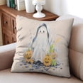 thumbnail image 3 of Trick or Treat Throw Pillow Covers 18x18 Inch Set of 2 Happy Halloween Pumpkin Ghost Pillow Cover Throw Cushion Cover Cushion Cases for Living Room Decor, 3 of 6