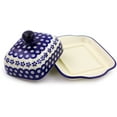 thumbnail image 2 of Blue Rose Polish Pottery Flowering Peacock Square Butter Dish, 2 of 6