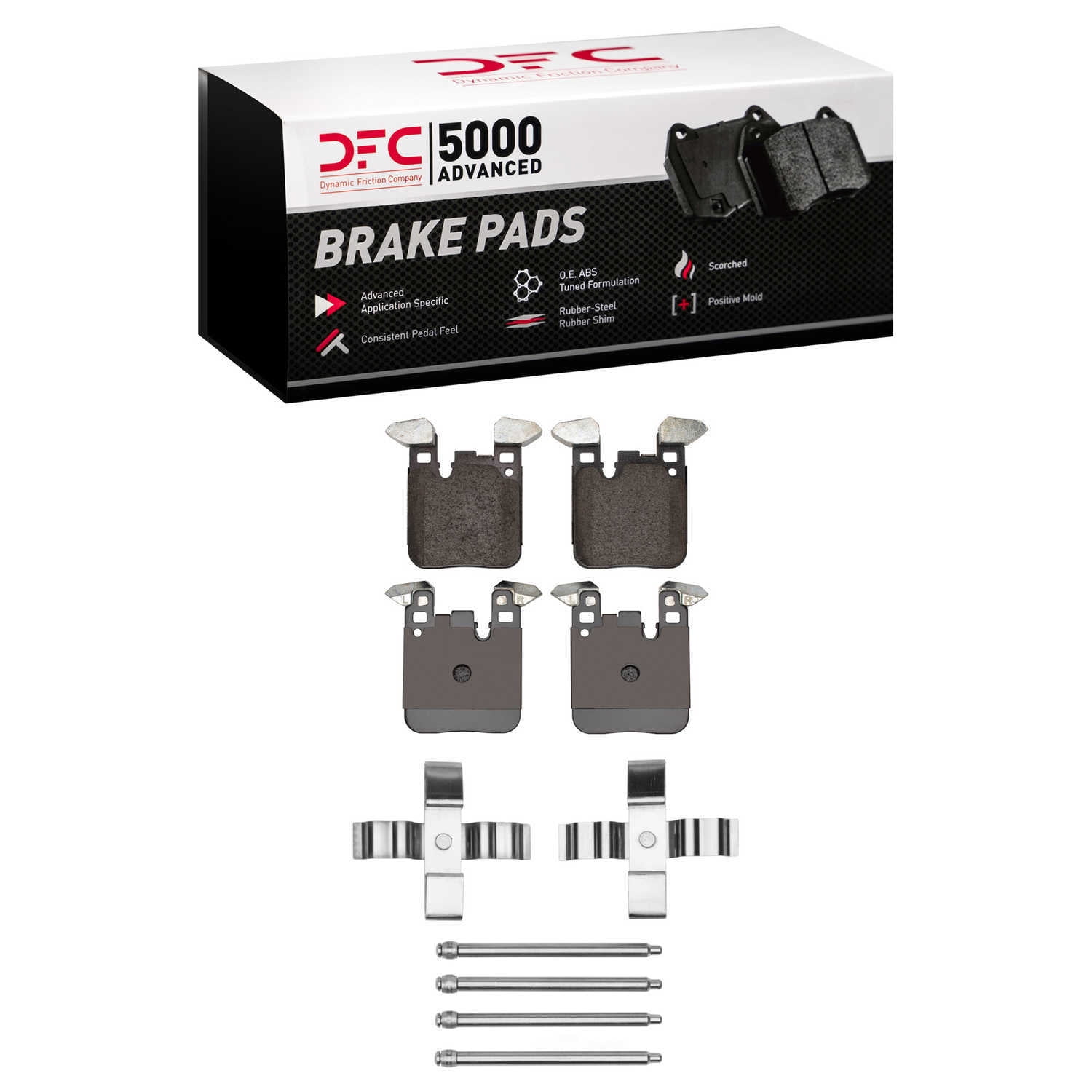Dynamic Friction Company 1551-1656-01 DFC 5000 Advanced Brake Pads - Low Metallic and Hardware Kit