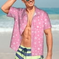 thumbnail image 5 of Lsque Snowflake pink backgrounds pattern Hawaiian Shirt for Men, Unisex Summer Beach Casual Short Sleeve Button Down Shirts-Large, 5 of 9