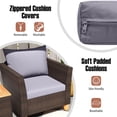 thumbnail image 4 of Gymax Set of 3 Rattan Bistro Furniture Set Wooden Table Top Cushioned Sofa Patio, 4 of 7