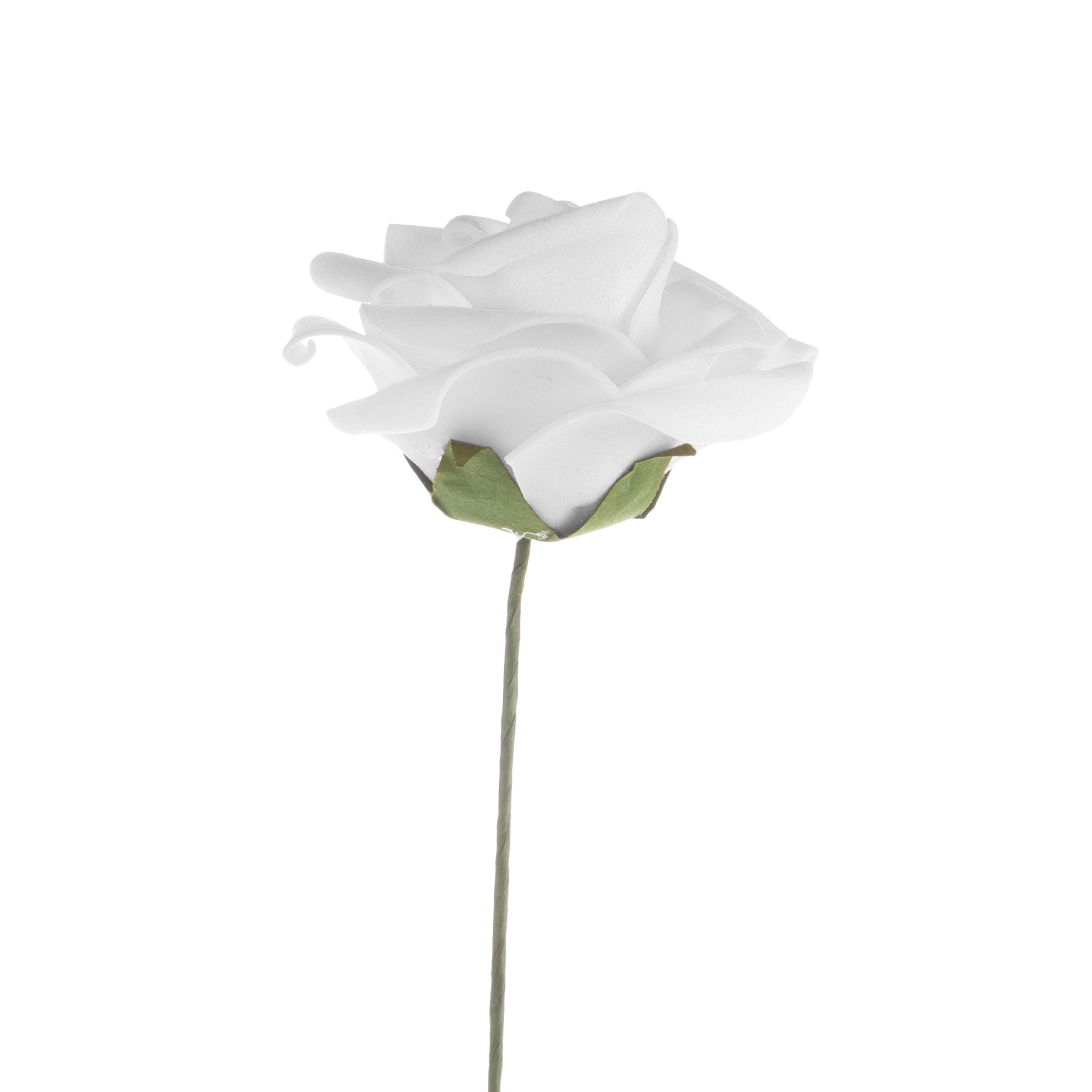 Pure Garden 50-piece Set Artificial Roses with Stems - Real Touch Fake Flowers (White)