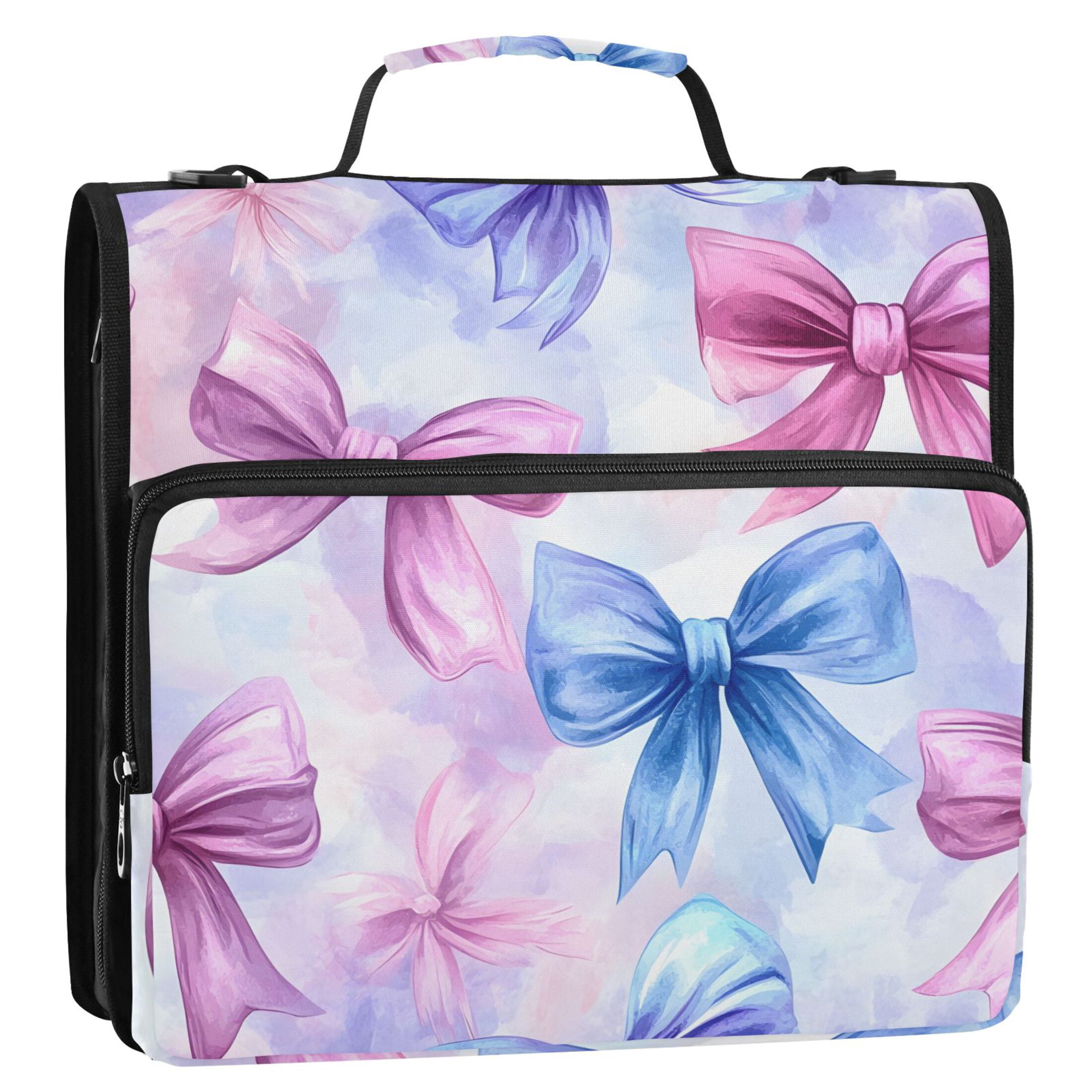 ALAZA Zipper Binder Watercolor Bows 3 Ring Trapper Keeper File Folder Organizer Bag