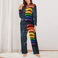 thumbnail image 2 of Salouo Rainbow Sausages On Dark Slate Pattern Women's Pajamas Set Long Sleeve Button Down Sleepwear Soft Pj Lounge Sets for women 2 Piece Pjs Set with Long Pants-X-Large, 2 of 7