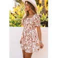 thumbnail image 4 of Women's White Floral Print Bow Knot Backless Square Neck Mini Dress, 4 of 20