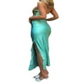 thumbnail image 3 of Robe Longue Ajourée pour Femmes Bodycon Dos Nu Maxi Robe Col en V Bretelles Spaghetti Robe Cocktail, 3 of 7