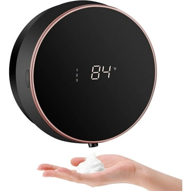 wintfarm Automatic Soap Dispenser Touchless Auto Foaming Hands Free Wall Mount Foam Hand Soap Dispenser Electric Plastic Modern Rechargeable Smart Dish Soap Dispenser for Bathroom Kitchen Black