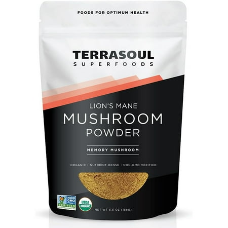 Terrasoul Superfoods Organic Lion's Mane Mushroom Powder (4:1 Extract), 5.5 Oz