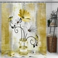 thumbnail image 3 of Rustic Farmhouse Floral Shower Curtain, Country Farm Yellow Daisy Flowers Butterfly Abstract Shower Curtain Set, Yellow Shower Curtains Farmhouse Bathroom Accessories with 12PCS Hooks,36X70IN, 3 of 5