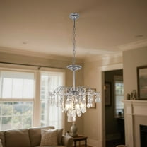 KPIBEST 20-inch French light luxury crystal chandelier, 6-light living room chandelier (silver)