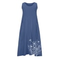 thumbnail image 6 of Xcmzpl Summer Cotton Linen Dress for Women Sleeveless Casual Loose Tank Dress Plus Size Boho Floral Print Midi Beach Dresses with Pockets, 6 of 6