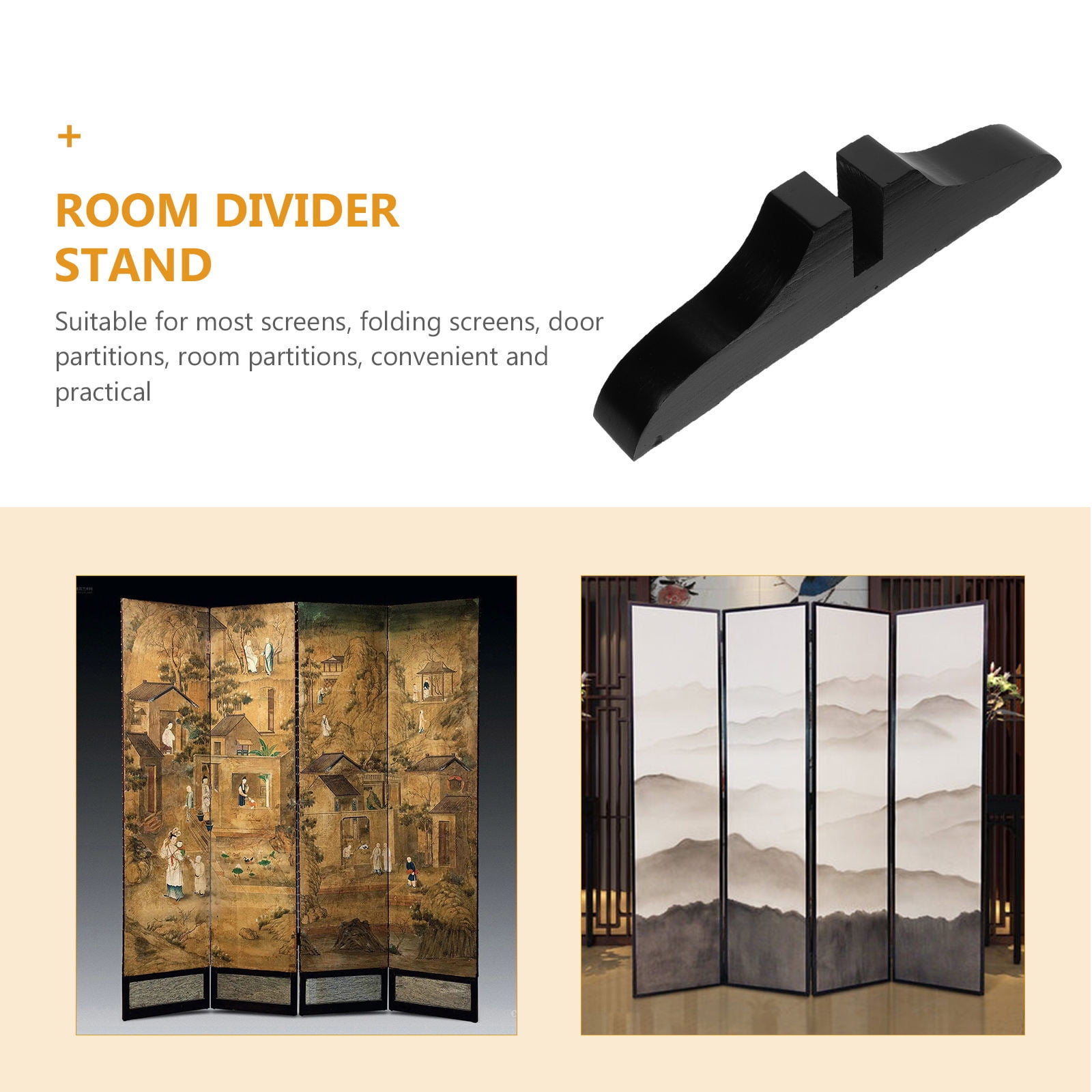 ETHZZLE 2Pcs Room Divider Panel Base Room Divider Display Stand Black Wood 11.6x3.1x1.4in