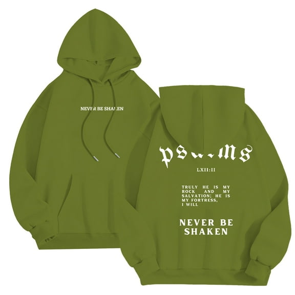 MIASHUI Men's Christian Scripture Print Pullover Hoodie Religious Theme Long Sleeve Casual Comfortable Sweatshirt Army Green,XXXL