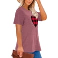 thumbnail image 2 of Anbech Plaid Heart Plus Size T-Shirts for Women Graphic Red Heart Print Short Sleeves Tees Plus T-Shirt with Round Neck, 2 of 4