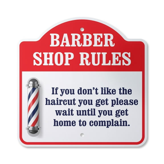 If You Don't Like Your Haircut Barber Shop Rules 12" X 12" Sign | Indoor/Outdoor Plastic | SignMission Designer Barber Hair Novelty Gift Funny Joke Gag Road Garage