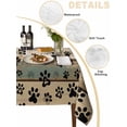 thumbnail image 2 of Dog Paws Table Cloth 60x84 Inch Rectangle, Teal Brown Wood Grain Vintage Waterproof Tablecloth Washable Table Cover for Party Picnic Dinner Decor, 2 of 9