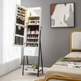 thumbnail image 3 of LOKO Jewelry Cabinet Armoire, Standing Jewelry Organizer with Full-Length Mirror & Built-in Makeup Mirror, Lockable Jewelry Armoire with 3-Color LED Lights, for Girl Women Bedroom (White), 3 of 9