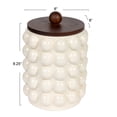 thumbnail image 3 of Creative Co-Op 5.75 Inches Round Stoneware Canister with Raised Dots and Acacia Wood Lid, White and Natural, 3 of 5