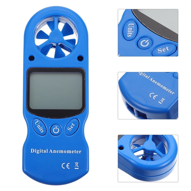 NUOLUX 1Ud Anemómetro Digital Manual Azul Con Higrómetro Para Medición De Aire Exterior
