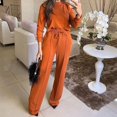 thumbnail image 3 of Scyoekwg Womens 2 Piece Outfit Tracksuits Fall Outfits Long Sleeve Sweatshirt Wide Leg Pants Fashion Matching Outfits Casual Outfits Sets (Orange,M), 3 of 6