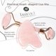 thumbnail image 4 of Jade Roller & Gua Sha, Rodillo facial, Rodillo de belleza facial Herramientas para el cuidado de la piel, Masajeador de cuarzo rosa Baimei para rostro, ojos, cuello, Relajación muscular corporal y R,1 Feliz Sencillez, 4 of 5