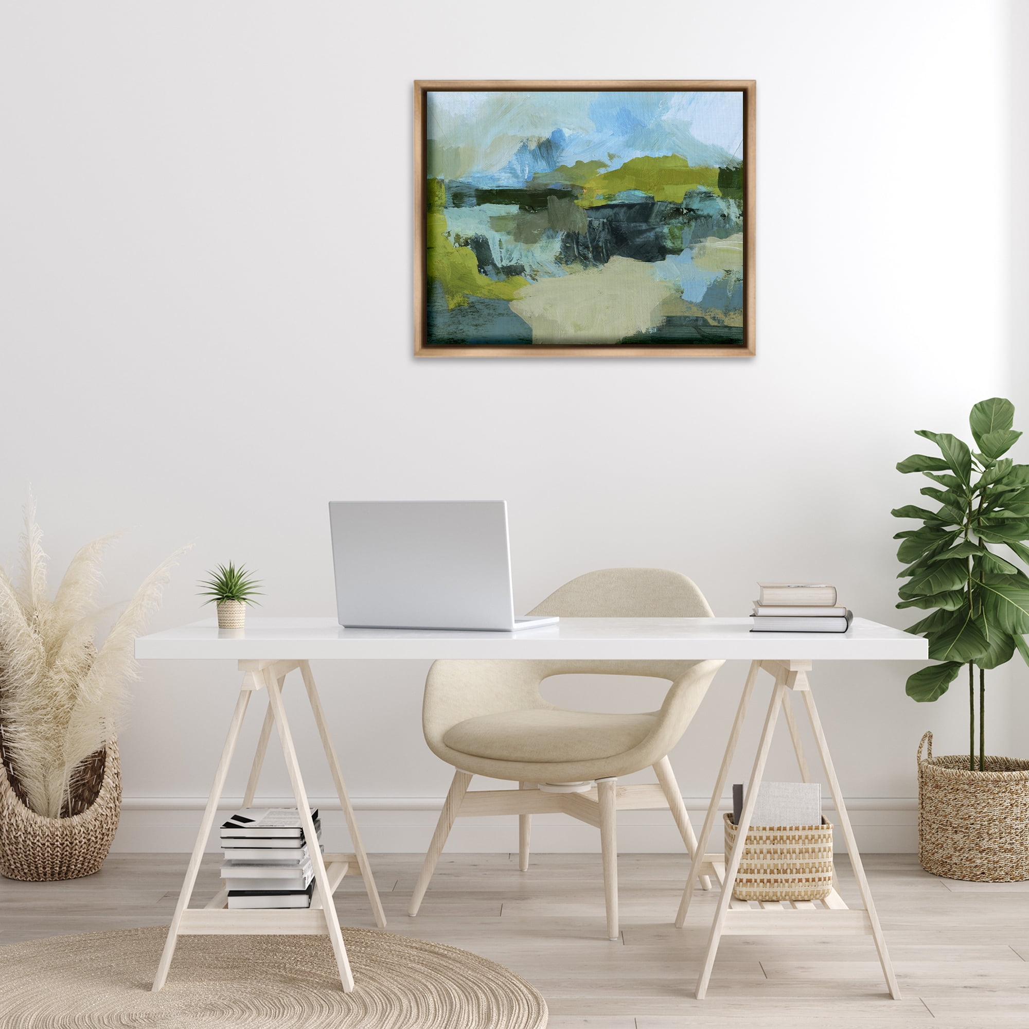 Stupell Industries Expressive Landscape Abstract Abstract Painting Brown Floater Framed Canvas Art Print Wall Art, 31 x 25