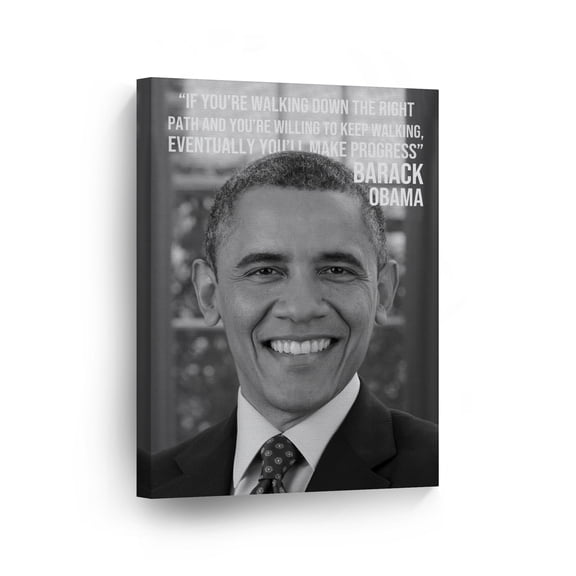 Smile Art Design 44th President of The United States of America Barack Obama Portrait Motivational Quote Inspirational Canvas Wall Art Print America History Office Library Living Room Home Decor 12x8