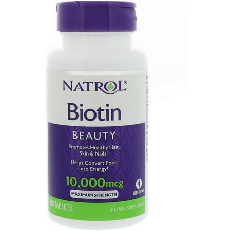 Natrol Biotin Beauty Maximum Strength, 10,000 mcg Tablets 100 ea (Pack of 3)