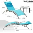 thumbnail image 6 of Pool Lounge Chairs Set of 3, Adjustable Aluminum Outdoor Chaise Lounge Chairs with Metal Side Table for Deck Lawn Poolside Backyard (Lake Blue), 6 of 8