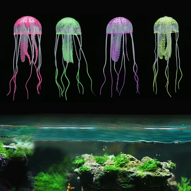 Medusas de simulación de pecera, 4 piezas de medusas de simulación de pecera de silicona, medusas de silicona de grado profesional